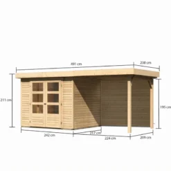 Abri De Jardin En Bois Massif 5,25m² Askola 3 Avec Appentis 240cm Et Paroi Arrière – Karibu 8 Abri De Jardin En Bois Massif 5,25m² Askola 3 Avec Appentis 240cm Et Paroi Arrière – Karibu -Jardin Abri Boutique abri de jardin en bois massif 525m askola 3 avec appentis 240cm et paroi arriere woodfeeling 2