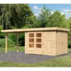 Abri De Jardin En Bois Massif 6,25m² Retola 2 Avec Armoire Intégrée Et Appentis 280cm – Karibu