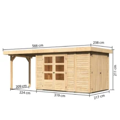 Abri De Jardin En Bois Massif 6,92m² Retola 3 Avec Armoire Intégrée Et Appentis 240cm – Karibu -Jardin Abri Boutique abri de jardin en bois massif 692m retola 3 avec armoire integree et appentis 240cm woodfeeling 2