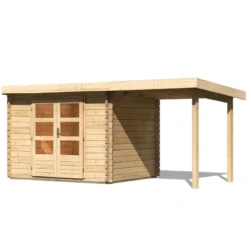 Abri De Jardin En Bois Massif 7,04m² Bastrup 3 Avec Appentis 200cm – Karibu -Jardin Abri Boutique abri de jardin en bois massif 704m bastrup 3 avec appentis 200cm woodfeeling 2