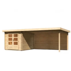 Abri De Jardin En Bois Massif 7,04m² Bastrup 4 Avec Appentis 400cm Et Paroi Arrière – Karibu -Jardin Abri Boutique abri de jardin en bois massif 704m bastrup 4 avec appentis 400cm et paroi arriere woodfeeling 2