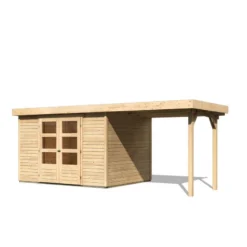 Abri De Jardin En Bois Massif 7,43m² Askola 5 Avec Appentis 240cm – Karibu -Jardin Abri Boutique abri de jardin en bois massif 743m askola 5 avec appentis 240cm woodfeeling 2