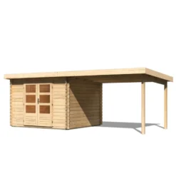 Abri De Jardin En Bois Massif 8,82m² Bastrup 5 Avec Appentis 300cm – Karibu -Jardin Abri Boutique abri de jardin en bois massif 882m bastrup 5 avec appentis 300cm woodfeeling 2
