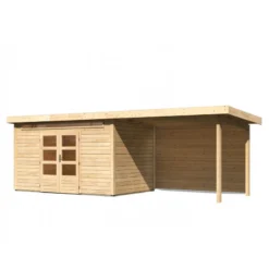 Abri De Jardin En Bois Massif 8,88m² Kandern 7 Avec Appentis 320cm Et Paroi Arrière – Karibu -Jardin Abri Boutique abri de jardin en bois massif 888m kandern 7 avec appentis 320cm et paroi arriere woodfeeling 3
