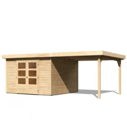 Abri De Jardin En Bois Massif 9,24m² Askola 6 Avec Appentis 280cm – Karibu -Jardin Abri Boutique abri de jardin en bois massif 924m askola 6 avec appentis 280cm woodfeeling 2