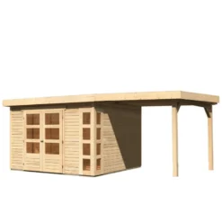 Abri De Jardin En Bois Massif 9,24m² Kerko 6 Avec Appentis 240cm – Karibu -Jardin Abri Boutique abri de jardin en bois massif 924m kerko 6 avec appentis 240cm woodfeeling 2