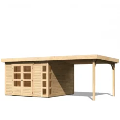 Abri De Jardin En Bois Massif 9,24m² Kerko 6 Avec Appentis 280cm – Karibu -Jardin Abri Boutique abri de jardin en bois massif 924m kerko 6 avec appentis 280cm woodfeeling 2