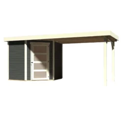 Abri De Jardin En Bois Massif Gris Terre 4,62m² Schwandorf 3 Avec Appentis 280cm – Karibu -Jardin Abri Boutique abri de jardin en bois massif gris terre 462m schwandorf 3 avec appentis 280cm woodfeeling 2