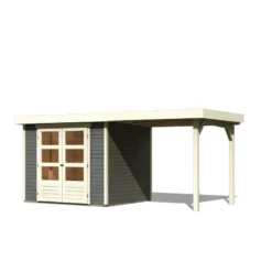 Abri De Jardin En Bois Massif Gris Terre 5,25m² Askola 3 Avec Appentis 240cm - Karibu -Jardin Abri Boutique abri de jardin en bois massif gris terre 525m askola 3 avec appentis 240cm woodfeeling 2