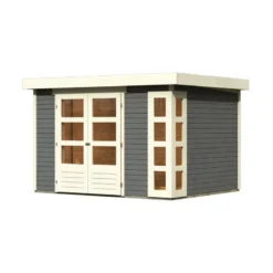 Abri De Jardin En Bois Massif Gris Terre 7,43m² Kerko 5 – Karibu -Jardin Abri Boutique abri de jardin en bois massif gris terre 743m kerko 5 woodfeeling 2