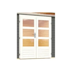 Abri De Jardin En Bois Massif Gris Terre 8,88m² Kastorf 7 Avec Appentis 260cm Et Paroi Arrière – Karibu -Jardin Abri Boutique abri de jardin en bois massif gris terre 888m kastorf 7 avec appentis 260cm et paroi arriere karibu 3