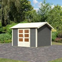 Abri De Jardin En Bois Massif Gris Terre 9,24m² Theres 7 – Karibu