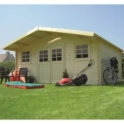 Abri De Jardin En Bois Traité Autoclave 28mm Montreux Avec Double Porte 25,81m² - SOLID