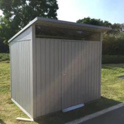 Abri De Jardin En Métal Gris 3,92m² + Kit D'ancrage + Kit De Fondation DURAMAX