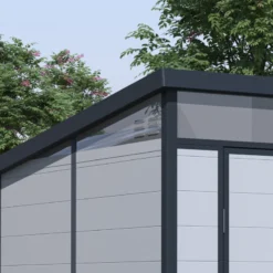 Abri De Jardin En Résine 3,24m² Gris Clair Toit Monopente Skylight + Plancher - Jobu -Jardin Abri Boutique abri de jardin en resine 324m gris clair toit plat skylight plancher jobu 2