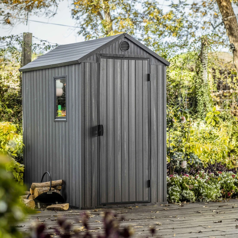 Abri De Jardin En Résine Aspect Bois Grisé 2,3m² Darwin 46 + Plancher - Keter 1 Abri De Jardin En Résine Aspect Bois Grisé 2,3m² Darwin 46 + Plancher - Keter