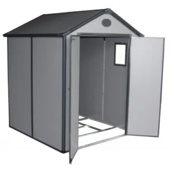 Abri De Jardin En Résine Gris 3,65m² + Kit De Fondation - JOBU -Jardin Abri Boutique abri de jardin en resine gris 365m kit de fondation jobu 3