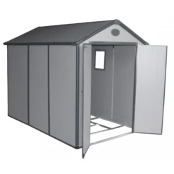 Abri De Jardin En Résine Gris 5,32m² + Kit De Fondation - JOBU