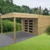 Abri De Jardin Matera 17,04m² En Bois Traité Autoclave 19mm Avec Terrasse Couverte - SOLID