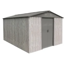 Abri De Jardin Métal 9,12m² WoodTouch Beige + Kit D'ancrage X-METAL