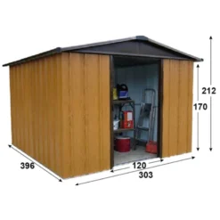 Abri De Jardin Métal Aspect Bois Et Marron 12m² + Kit D'ancrage Inclus - YARDMASTER -Jardin Abri Boutique abri de jardin metal aspect bois et marron 12m kit d ancrage inclus yardmaster 2