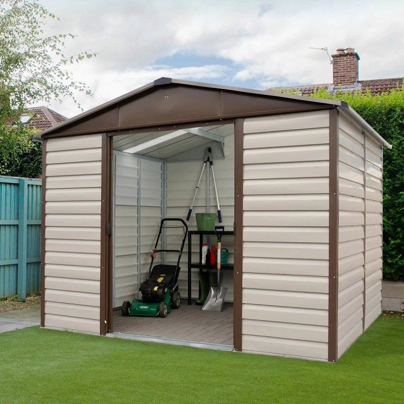 Abri De Jardin Métal Beige Et Marron 11,39m² + Kit D'ancrage Inclus - YARDMASTER 3 Abri De Jardin Métal Beige Et Marron 11,39m² + Kit D'ancrage Inclus - YARDMASTER – Image 3