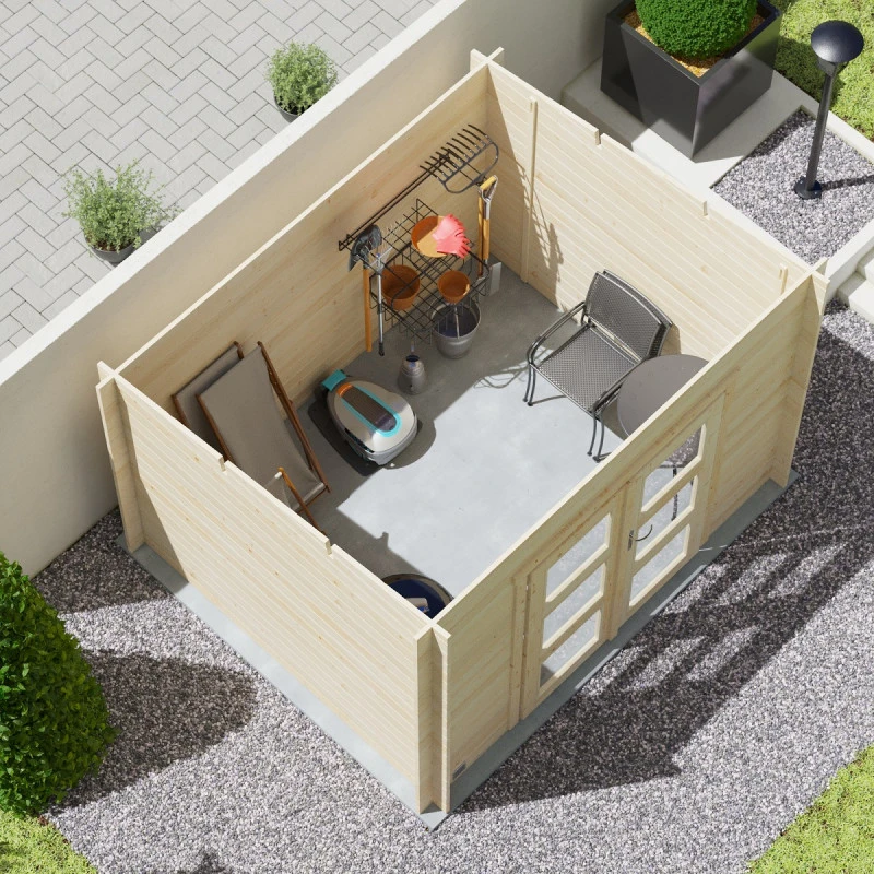 Abri De Jardin Monopente En Bois Massif 7,4m² AMAZONIE – Madriers 28mm – Forest Style 4 Abri De Jardin Monopente En Bois Massif 7,4m² AMAZONIE – Madriers 28mm – Forest Style – Image 4