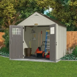 Abri De Jardin Polyéthylène 35mm 5,53m² Woodgrain + Plancher SUNCAST -Jardin Abri Boutique abri de jardin polyethylene 35mm 553m woodgrain plancher suncast 2