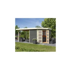 Abri De Jardin Toit Plat 5,95m² Bois Gris 19mm Goldendorf 5 - Karibu 8 Abri De Jardin Toit Plat 5,95m² Bois Gris 19mm Goldendorf 5 - Karibu -Jardin Abri Boutique abri de jardin toit plat 595m en bois vitrifie gris 19mm goldendorf karibu 2