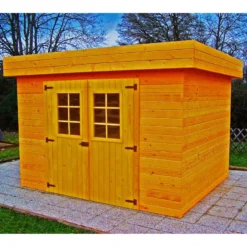 Abri Toit Plat En Madriers Douglas 28mm DINAN 14,81m² + Toiture Bac Acier - HABRITA