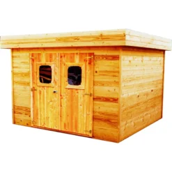 Abri De Jardin Toit Plat DINAN 16,89m² En Madriers Douglas 28mm Toit Bac Acier - HABRITA -Jardin Abri Boutique abri dinan 1677m en madriers douglas 28mm sans plancher habrita 2