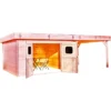 Abri Toit Plat DINAN 29,04m² En Madriers Douglas 28mm Avec Terrasse + Couverture Bac Acier - HABRITA