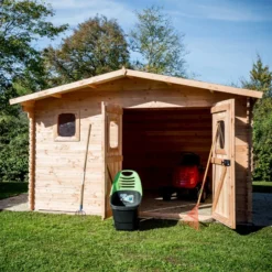 Abri De Jardin En Douglas DOMMAR 15,27m² Madriers 28mm + Couverture Onduline - HABRITA -Jardin Abri Boutique abri dommar 1527m en madriers douglas 28mm sans plancher habrita 4