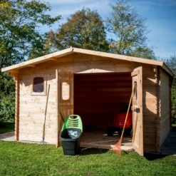 Abri De Jardin En Douglas DOMMAR 15,27m² Madriers 28mm + Couverture Onduline - HABRITA -Jardin Abri Boutique abri dommar 1527m en madriers douglas 28mm sans plancher habrita 5