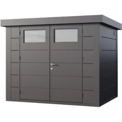 Abri En Acier Galvanisé Gris Anthracite 5,6m² Avec Double Porte Eleganto 2721 Telluria