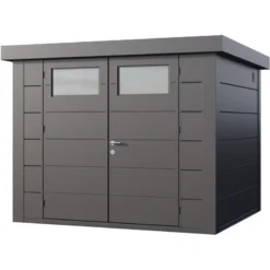 Abri En Acier Galvanisé Gris Anthracite 6,4m² Avec Double Porte Eleganto 2724 Telluria