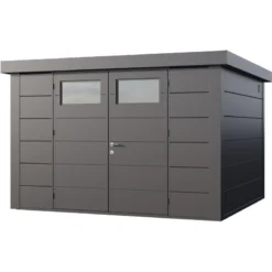 Abri En Acier Galvanisé Gris Anthracite 9,8m² Avec Double Porte Eleganto 3330 Telluria