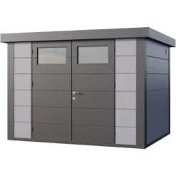Abri En Acier Galvanisé Gris Clair 7,1m² Avec Double Porte Eleganto 3024 Telluria