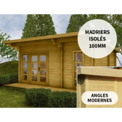 Abri En Bois 19m² Isolation Parois 100mm Traité Marron Gardy Shelter