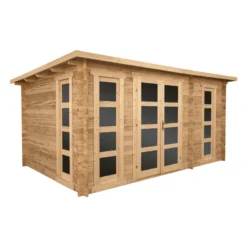 Abri En Bois Cloisonné 15m² MODERNE Traité Marron 28mm Gardy Shelter