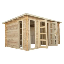 Abri En Bois Cloisonné 15m² MODERNE Traité Marron 28mm Gardy Shelter -Jardin Abri Boutique abri en bois cloisonne 15m moderne traite marron 28mm gardy shelter 5