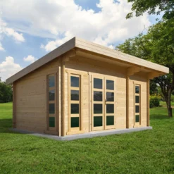 Abri En Bois Massif 19,25m² Cloisonné MODERNE 40mm Gardy Shelter
