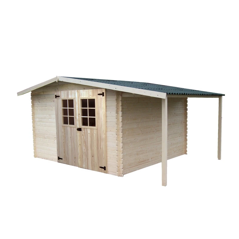 Abri En Bois Massif 9,9m² + Bûcher 3m² - 28mm + Couverture Ondulée - Habrita 1 Abri En Bois Massif 9,9m² + Bûcher 3m² - 28mm + Couverture Ondulée - Habrita