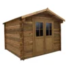 Abri En Bois Massif 9m² PLUS 28mm Traité Teinté Marron Gardy Shelter