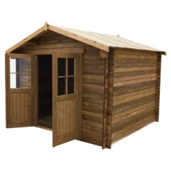 Abri En Bois Massif 9m² PLUS 28mm Traité Teinté Marron Gardy Shelter -Jardin Abri Boutique abri en bois massif 9m plus 28mm traite teinte marron gardy shelter 5