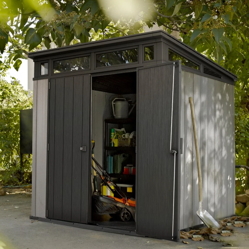 Abri En Résine Brossée Monopente Brossium 4,7m² + Plancher Keter 1 Abri En Résine Brossée Monopente Brossium 4,7m² + Plancher Keter