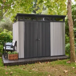 Abri Monopente En Résine Brossée Brossium 6m² + Plancher KETER -Jardin Abri Boutique abri en resine brossee monopente brossium 6m plancher keter 2