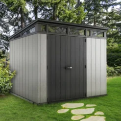 Abri Monopente En Résine Brossée Brossium 6m² + Plancher KETER -Jardin Abri Boutique abri en resine brossee monopente brossium 6m plancher keter 3