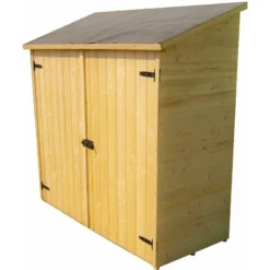 Abri Mural En Bois Brut 1m² Avec 2 étagères De Rangement - Habrita -Jardin Abri Boutique abri mural en bois brut 1m avec 2 etageres de rangement habrita 3