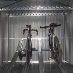 Abri Pour 4 Vélos En Acier Galvanisé Gris Avec Rails De Rangement 4,02m² - Chalet Et Jardin -Jardin Abri Boutique abri pour 4 velos en acier galvanise gris avec rails de rangement 402m chalet et jardin 4